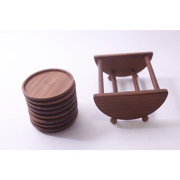 Vintage, Coasters, Red Wood, Round, 3 inches, Barware, Kitchen, ~ 250622-WH 344 - Picture 3 of 4